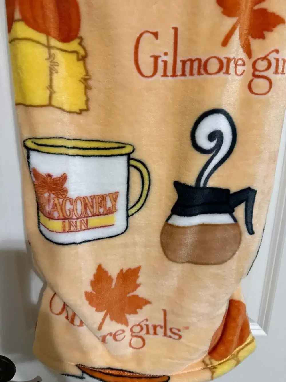 Gilmore Girls Plush Throw Size 50in x 70in Fall Coffee Pumpkin Blanket